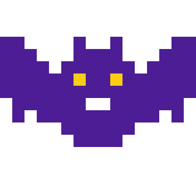 Bat pixel art, 16×16 color by number