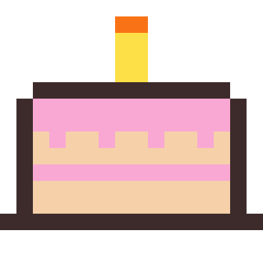 Birthday cake pixel art, 16×16 color by number