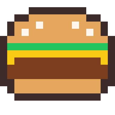 Burger pixel art, 16×16 color by number