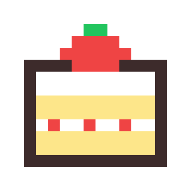 Strawberry cake pixel art, 16×16 color by number