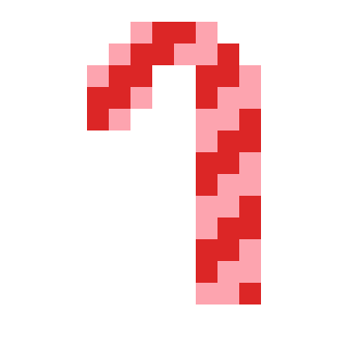 Candy cane pixel art, 16×16 color by number