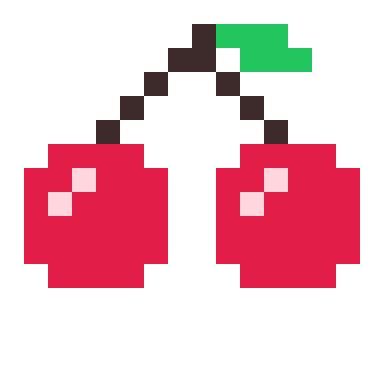 Cherries pixel art, 16×16 color by number