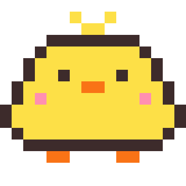 Chick pixel art, 16×16 color by number