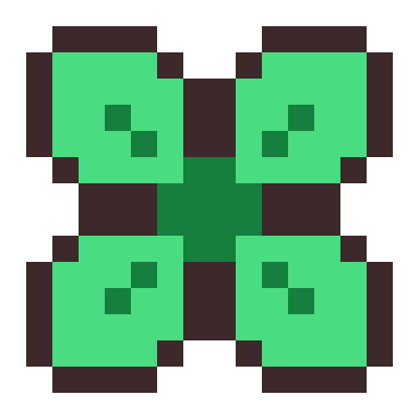 Four-leaf clover pixel art, 16×16 color by number