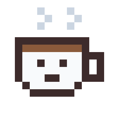Coffee cup pixel art, 16×16 color by number
