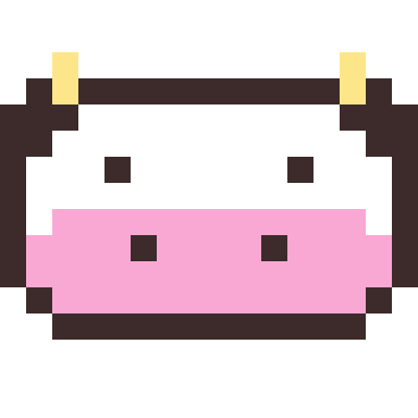 Cow pixel art, 16×16 color by number