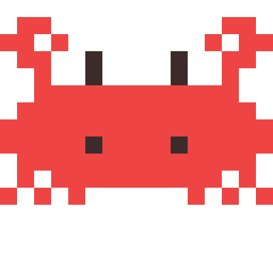 Crab pixel art, 16×16 color by number