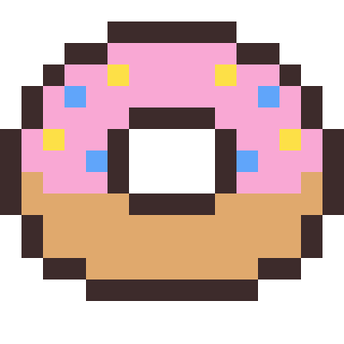 Donut pixel art, 16×16 color by number