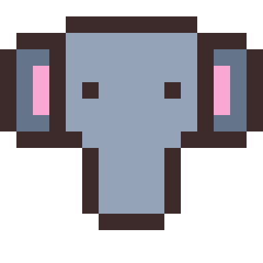 Elephant pixel art, 16×16 color by number
