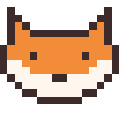 Fox pixel art, 16×16 color by number