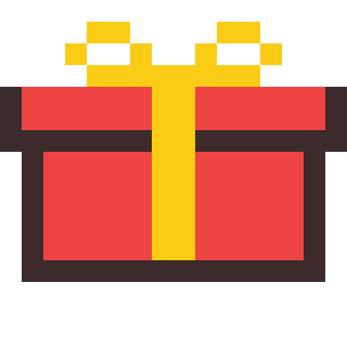 Gift box pixel art, 16×16 color by number