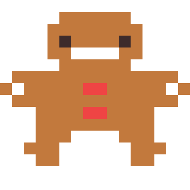 Gingerbread man pixel art, 16×16 color by number