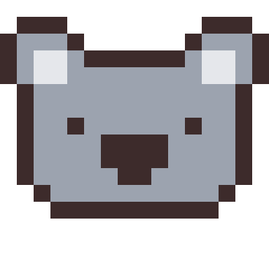 Koala pixel art, 16×16 color by number