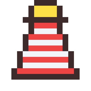 Lighthouse pixel art, 16×16 color by number