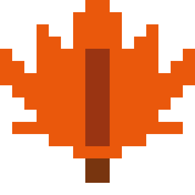 Maple leaf pixel art, 16×16 color by number
