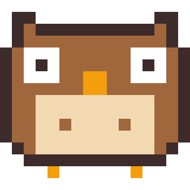 Owl pixel art, 16×16 color by number