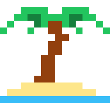 Palm tree pixel art, 16×16 color by number