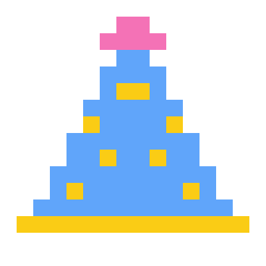 Party hat pixel art, 16×16 color by number