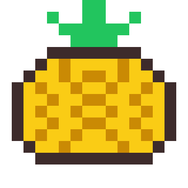 Pineapple pixel art, 16×16 color by number