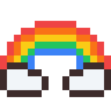 Rainbow pixel art, 16×16 color by number