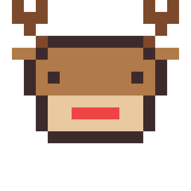 Reindeer pixel art, 16×16 color by number