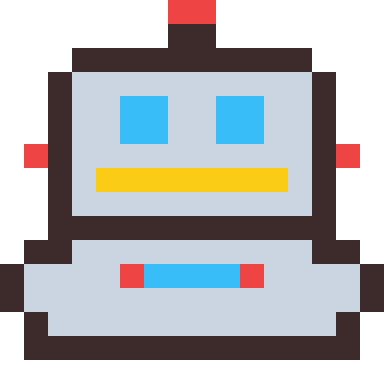 Robot pixel art, 16×16 color by number
