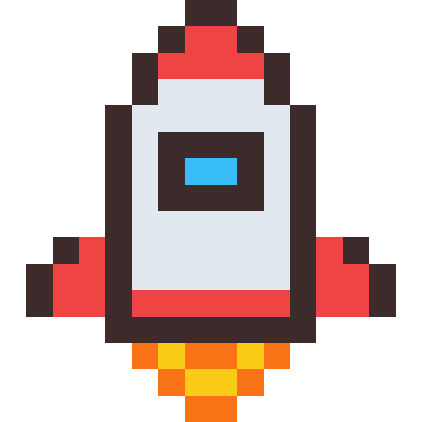Rocket pixel art, 16×16 color by number