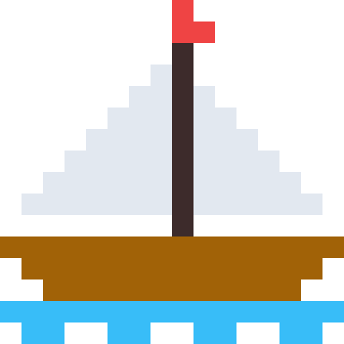 Sailboat pixel art, 16×16 color by number