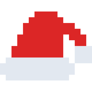 Santa hat pixel art, 16×16 color by number