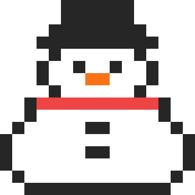 Snowman pixel art, 16×16 color by number