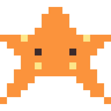 Starfish pixel art, 16×16 color by number