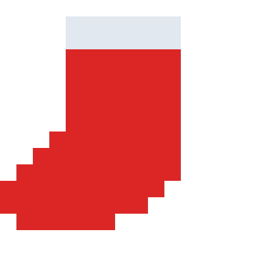Christmas stocking pixel art, 16×16 color by number