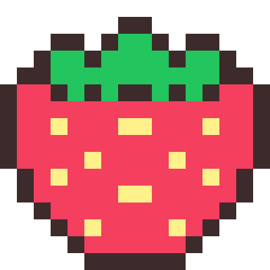 Strawberry pixel art, 16×16 color by number