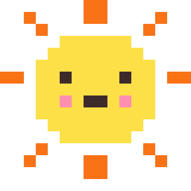 Sun pixel art, 16×16 color by number
