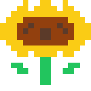 Sunflower pixel art, 16×16 color by number
