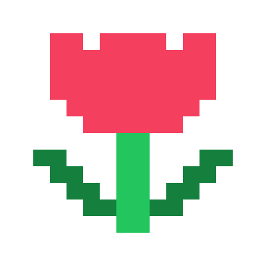 Tulip pixel art, 16×16 color by number