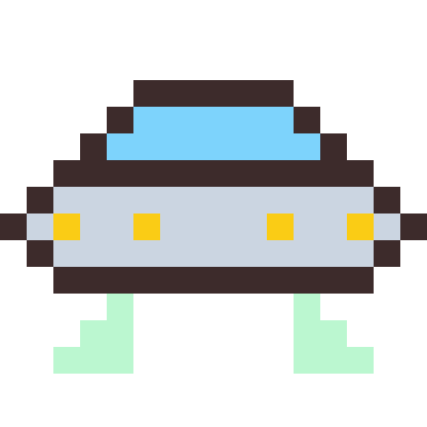 UFO pixel art, 16×16 color by number