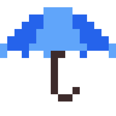 Umbrella pixel art, 16×16 color by number