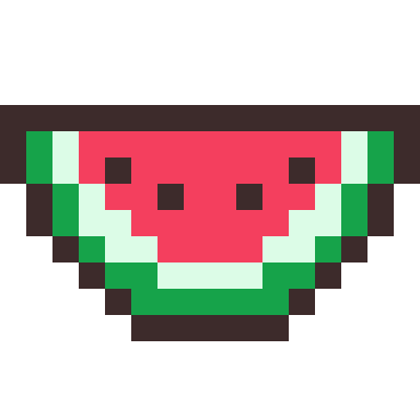 Watermelon pixel art, 16×16 color by number
