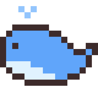 Whale pixel art, 16×16 color by number
