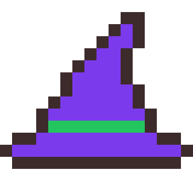 Witch hat pixel art, 16×16 color by number